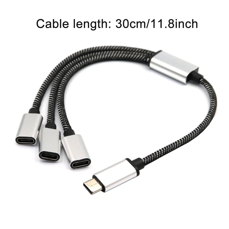 Convertidor de Cable de carga de datos tipo C, 1 enchufe macho a 2 Y 3 Enchufes hembra, Cable de extensión OTG tipo C, divisor Y adaptador de corriente - imagen 2