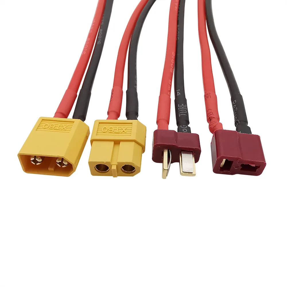 Cable de extensión de conector macho a hembra XT60/T, 1 piezas, 14AWG, Cable de silicona para batería Lipo RC