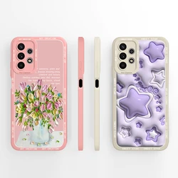 Funda Silicona Samsung Galaxy M22/M32 Flores y Estrellas Antigolpes