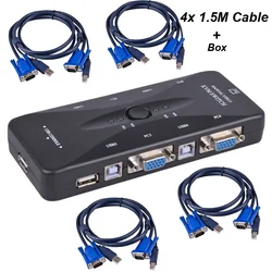 Interruptor KVM VGA USB 2.0 para Compartir PC y Periféricos