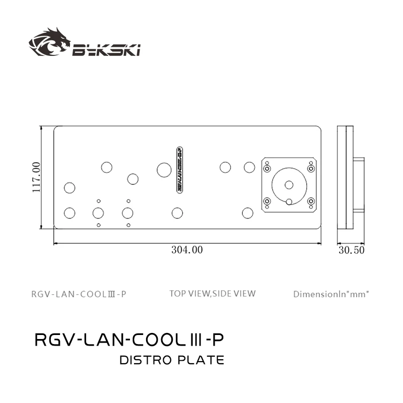 BYKSKI RGV-LAN-COOLIII-P Placa de distribución Placa acrílica Solución de enfriamiento por agua para LIANLI Ghost Axe 2 Caja de computadora Soporte Bomba DDC