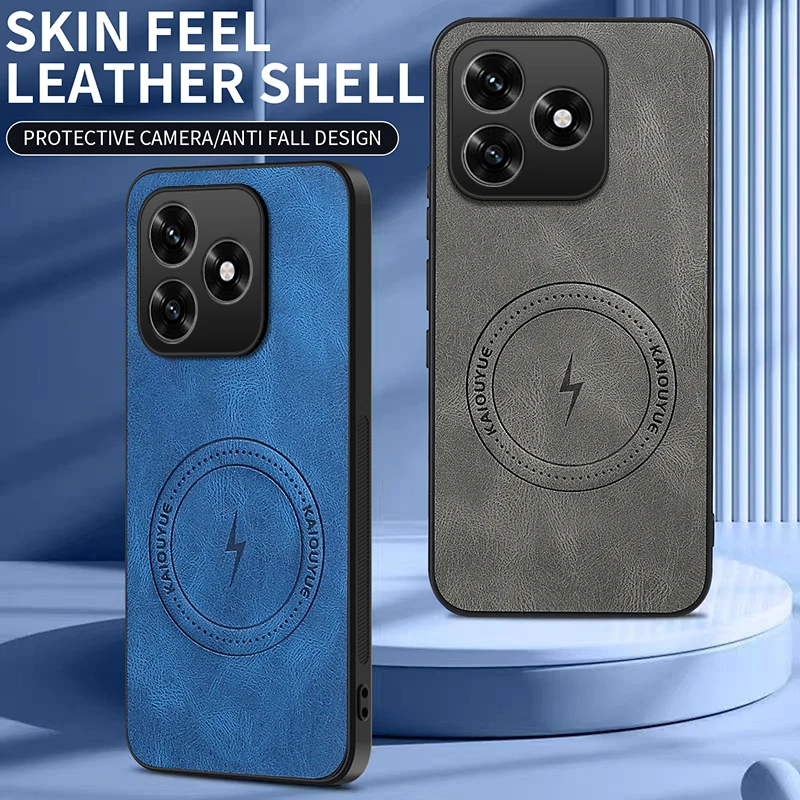 Para Honor X5C + funda para Magsafe piel de oveja de lujo Pu funda mate magnética para Honor X5 C X5Cplus parachoques anticaída