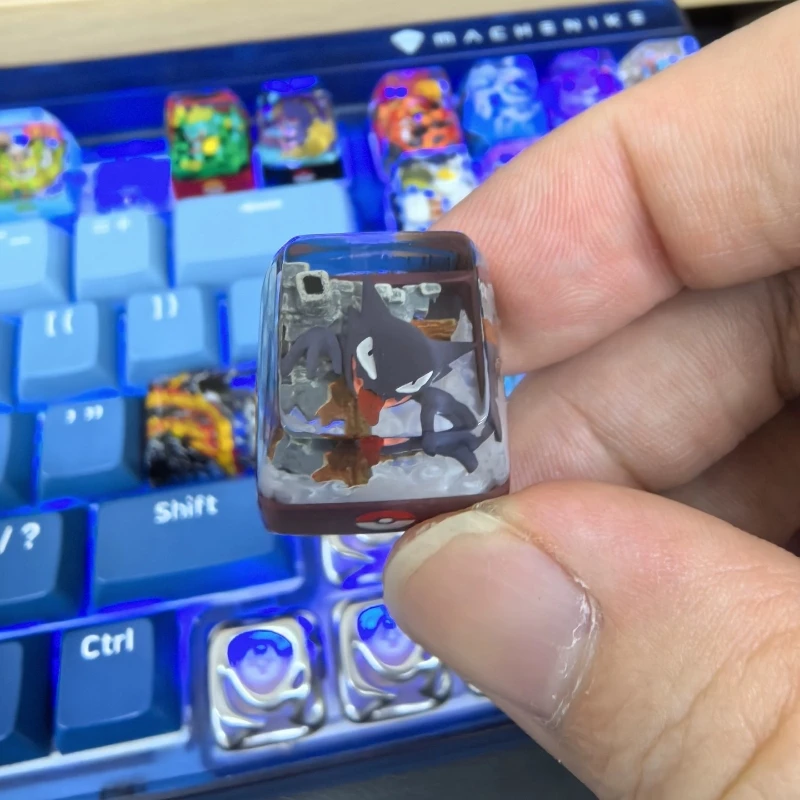 Teclas de resina hechas a mano personalizadas de Pokemon, teclas translúcidas, figura de Anime Snorlax, exquisitas teclas 3D para teclado de eje transversal, regalos - imagen 4