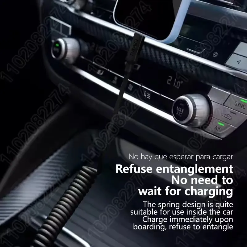 Cable de resorte elástico USB A Cable de carga para Apple iPhone 27W línea de datos 14 13 12 Pro XS Max Plus accesorio de teléfono de carga rápida - imagen 3