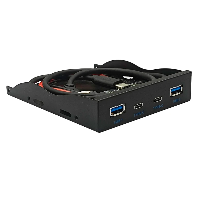 2x USB3.2 GEN2 + 2x adaptador TYPE-C 10G USB 3,2 GEN2 Panel frontal HUB TIPO E a frontal tipo C para computadora de escritorio Bahía de unidad de disquete de 3,5 pulgadas - imagen 5