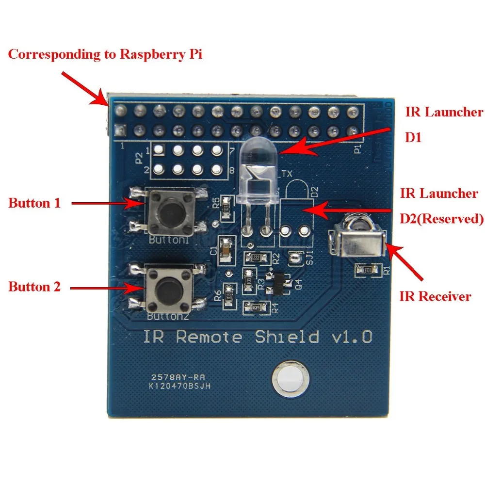 Raspberry Pi IR receptor infrarrojo transmisor placa protectora 38KHz con doble emisor para Control remoto DIY - imagen 2