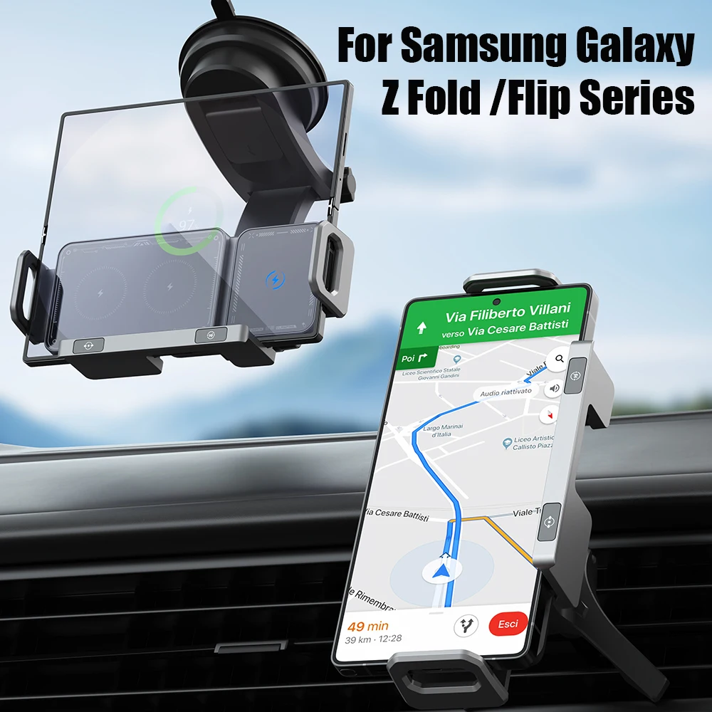 Soporte para teléfono de coche, accesorios para ventilación de coche y camión para Galaxy Z Fold 6 5/Flip 6 5, carga inalámbrica rápida para salida de ventilación de coche - imagen 2
