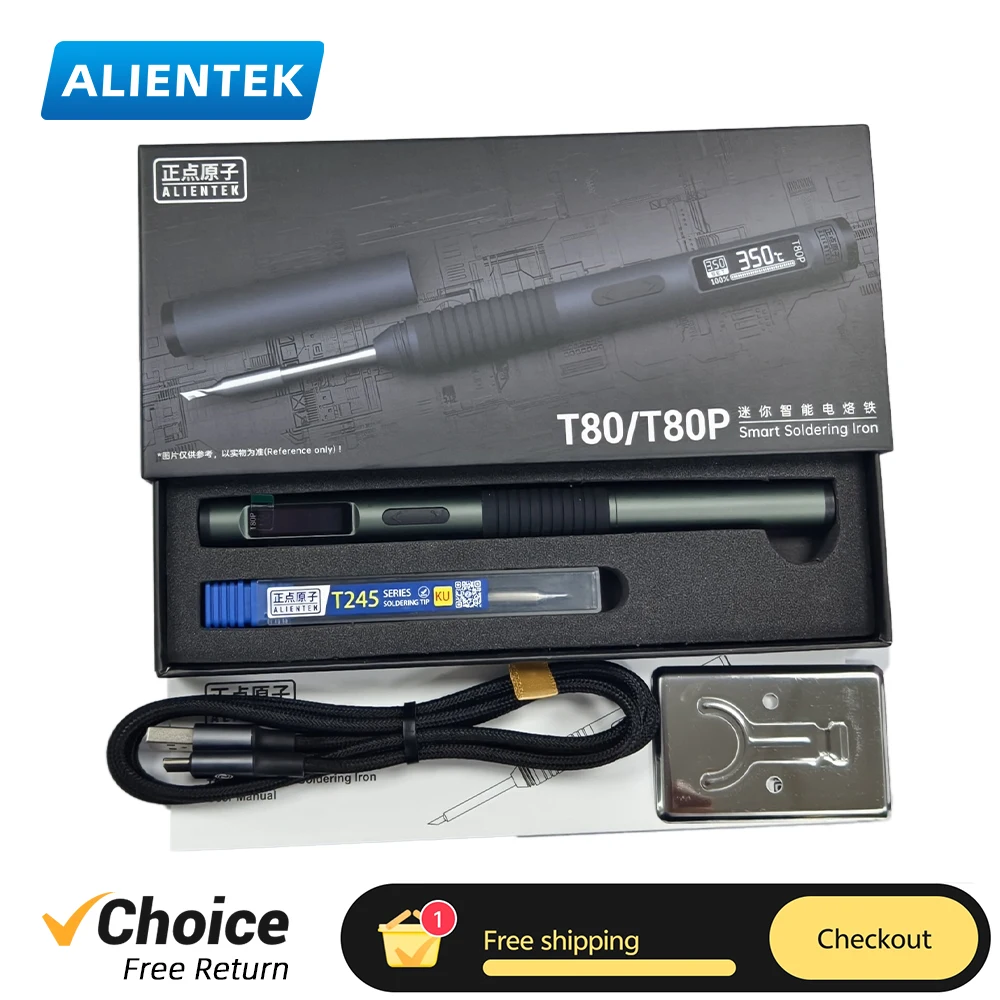 ALIENTEK-soldador T80P PD 100W QC 3,0, temperatura constante ajustable, portátil, T80 T210, herramientas de reparación de soldadura - imagen 2