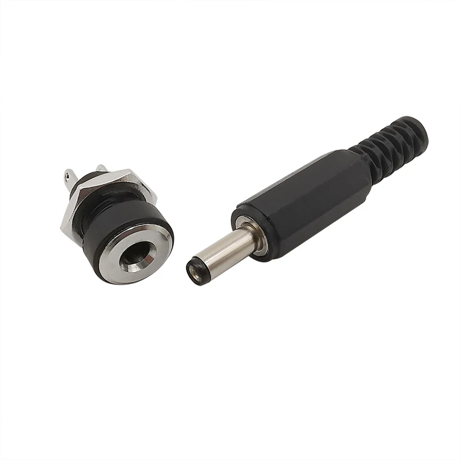 10PCS (5Pairs) DC 3.5 x 1.3mm Plastic Male Plugs DC022B DC Power Socket Female Jack Screw Nut Panel Mount Connector