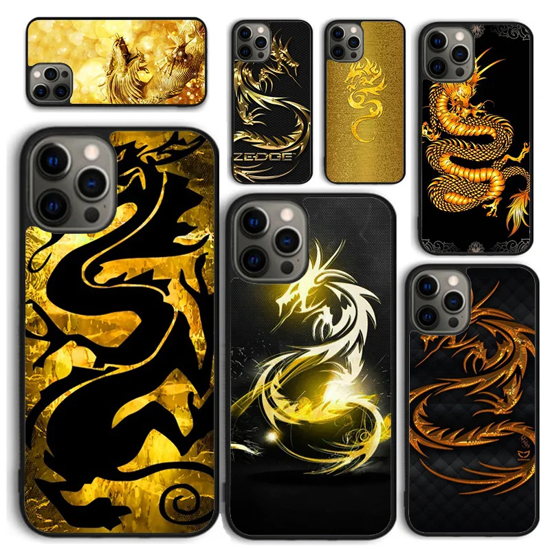 Funda de teléfono de dragón amarillo para iPhone 17 Air 16 Coque 15 14 12 13 PLUS 11 PRO MAX contraportada Fundas Shell