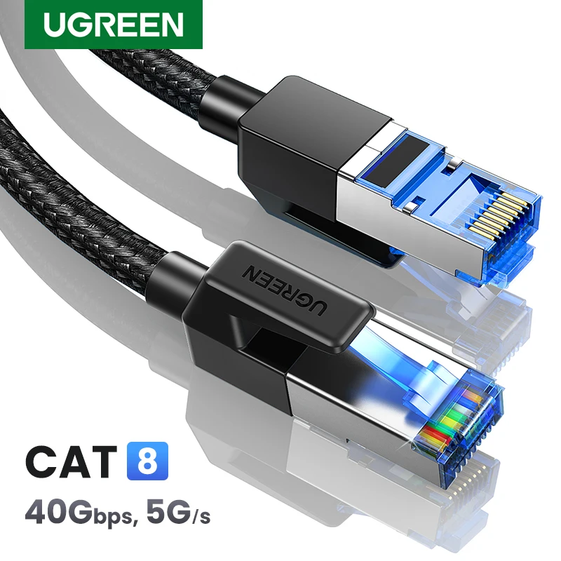 UGREEN-Câble Ethernet CAT8, 40Gbps, 2000MHz, en coton tressé, Internet Lan rette pour Lapmedicings PS 4, routeur RJ45 - imagen 2