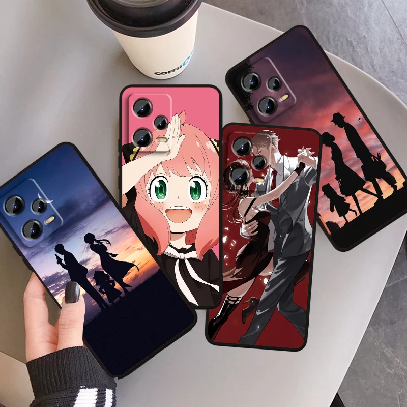SPY X FAMILY Movie Anime Cool para Xiaomi Redmi Note 13 12R 12 12S Turbo 11 11T 11S 10 10S Pro Plus 5G, Funda negra para teléfono