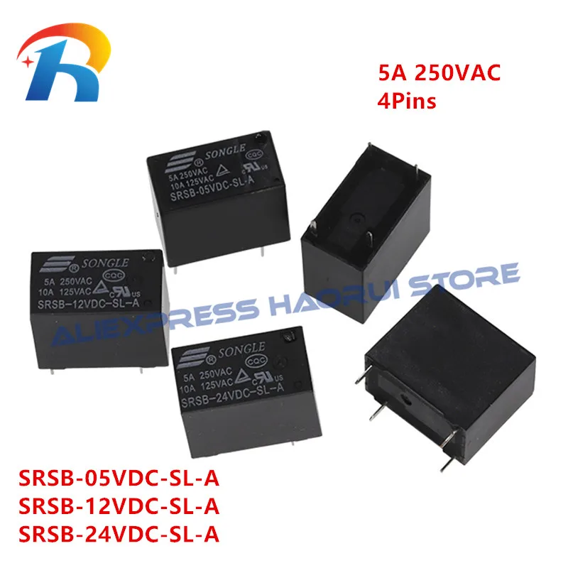 Relés de señal de piezas, relé SRSB, 05VDC, 12VDC, 24VDC, SL, A, SRSB-05VDC-SL-A, SRSB-12VDC-SL-A, 4Pin, 3A, 250VAC, 5 SRSB-24VDC-SL-A