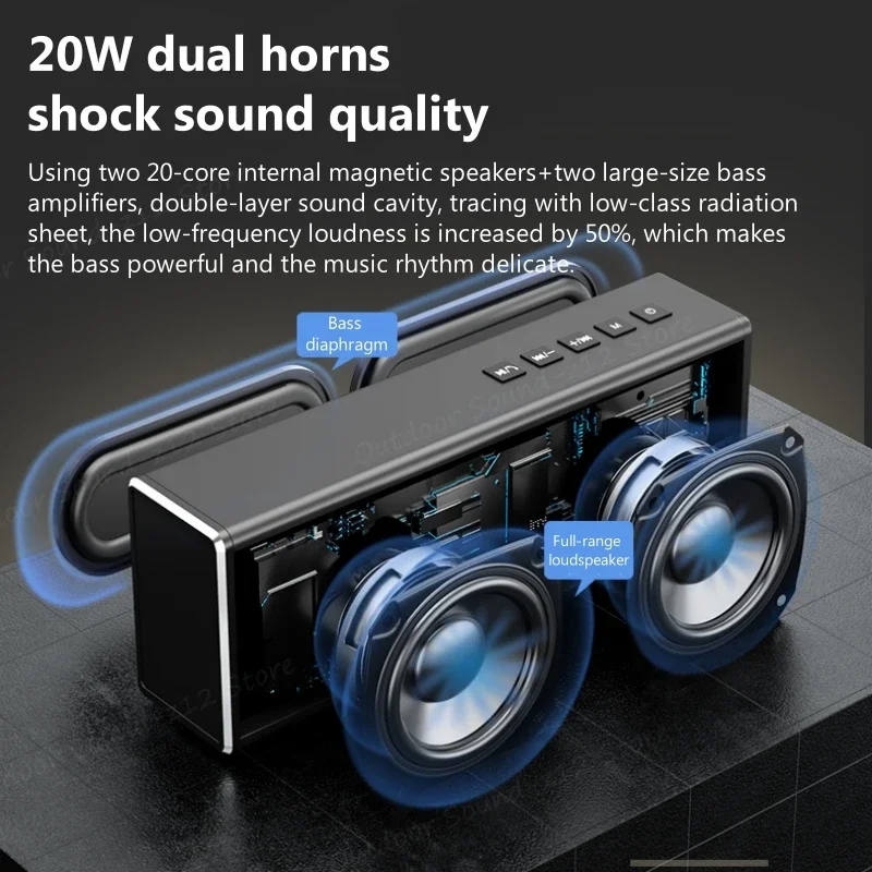 OHAYO X1 20W inalámbrico Bluetooth compatible estéreo HIFI altavoces supergraves reproductor de MP3 manos libres barra de sonido auxiliar con Radio FM - imagen 2