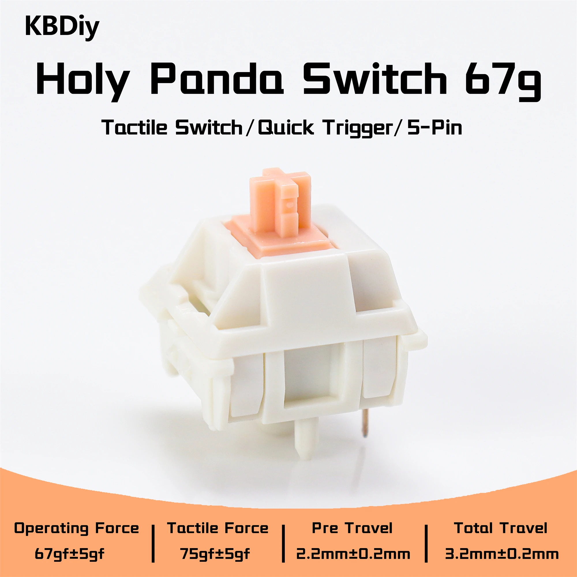 Interruptor de teclado táctil Holy Panda V2, 5 pines, 55g, 62g, 67g, teclado mecánico POM, interruptores personalizados, enchufe caliente DIY GK61 TM680 GMK67 - imagen 2