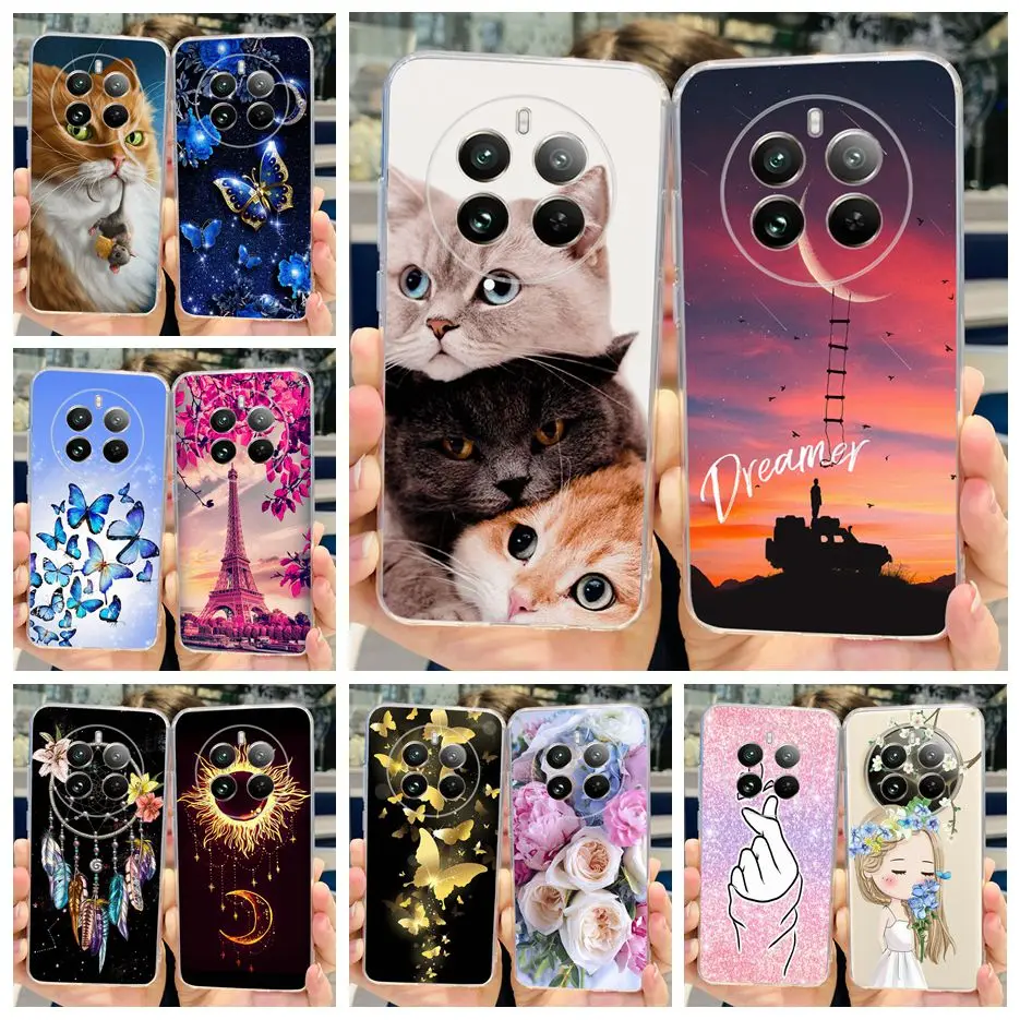Para Realme 12 Pro Plus funda lindo gato mariposa cubierta pintada funda de teléfono de silicona transparente para Realme 12 Pro Realme12 Pro + bolsas suaves