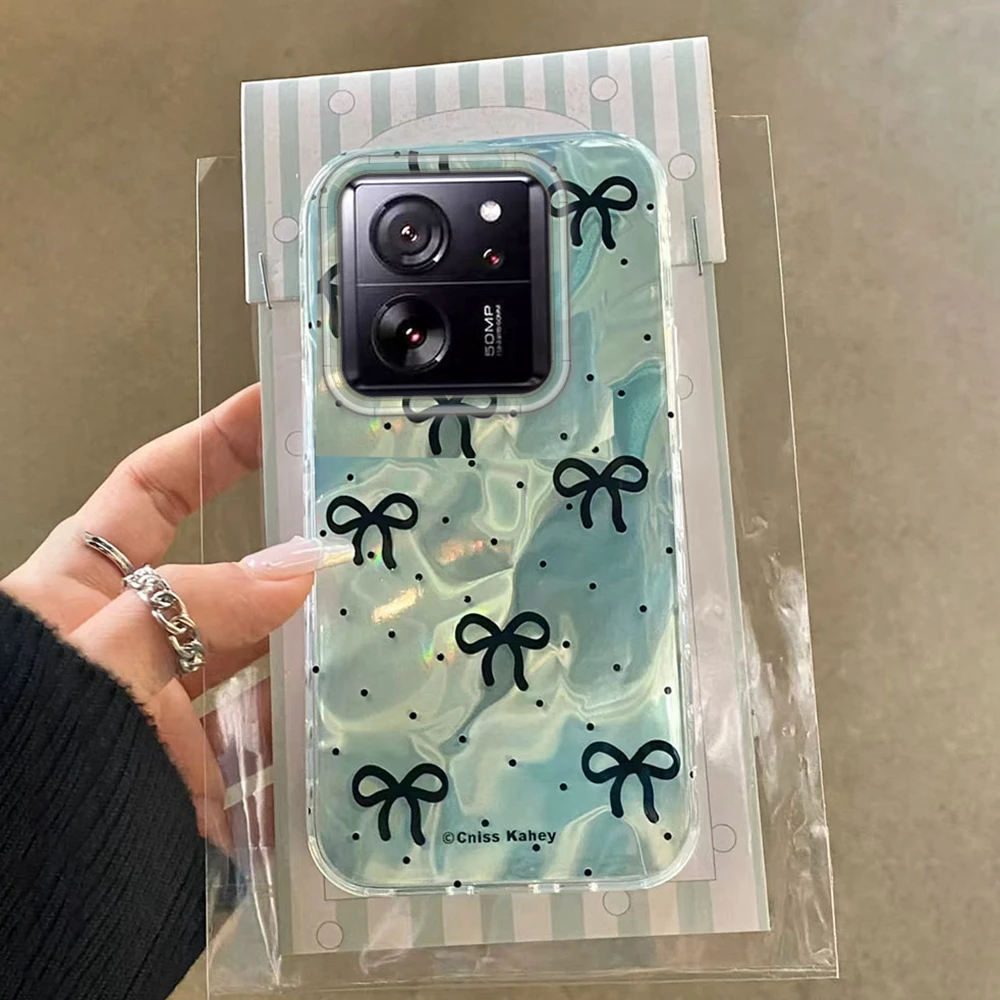 Para Xiaomi 13T 14T Pro 11 Lite Poco X5 X5 X7 X6 M6 Pro funda de teléfono negro Bowknot Circular puntos mujeres carcasa protectora Fundas - imagen 2