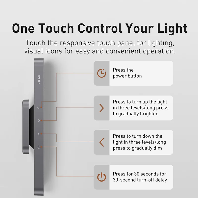 Baseus-Lámpara de mesa colgante magnética, LED recargable, atenuación continua, lectura, estudio, trabajo, protección ocular - imagen 5