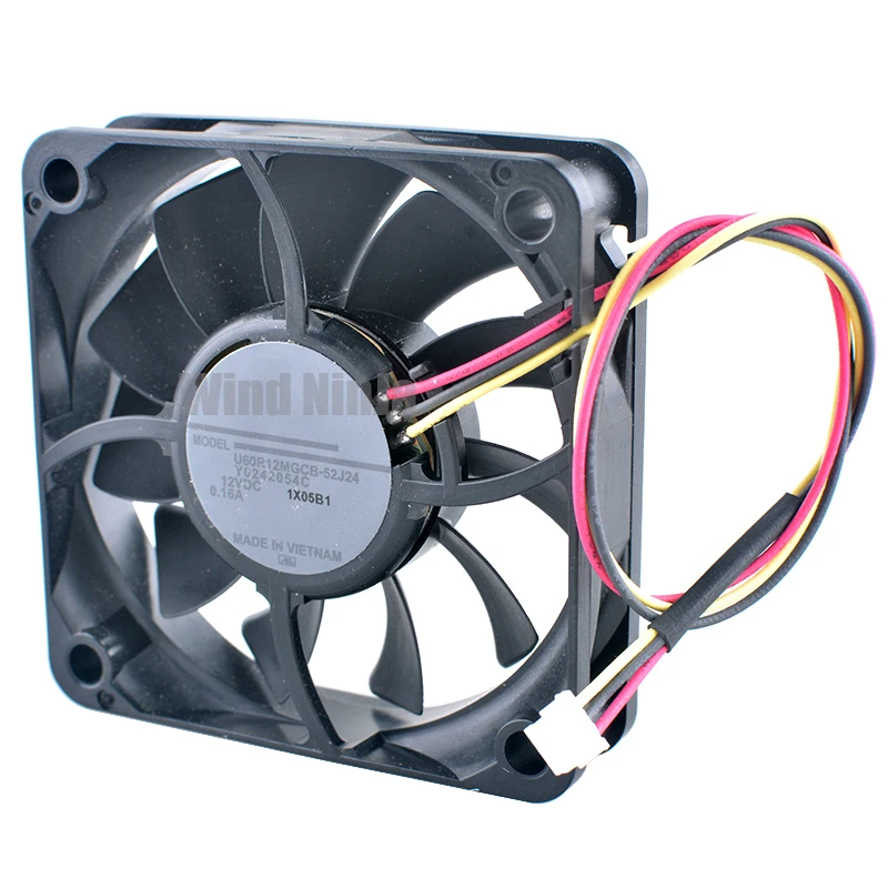 Ventilador de refrigeración de 6 cm y 60 mm U60R12MGCB-52J24 Y 0242054 C DC12V 0.16A 3 pines para CPU del chasis del proyector - Tamaño 60x60x15 mm - imagen 4