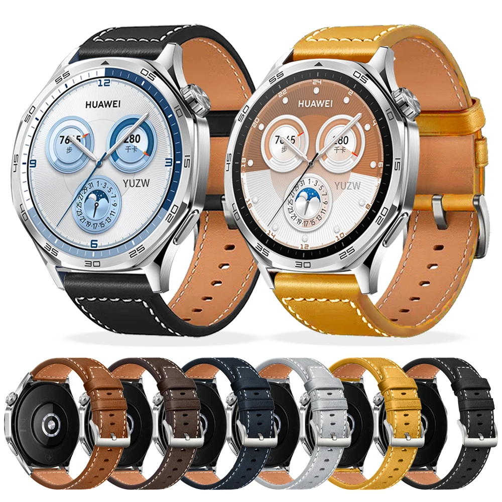 Correa de cuero de 20mm y 22mm para HUAWEI WATCH GT 5 4 46mm, pulsera de repuesto para reloj 5 4 Pro GT 3 GT2 Pro de 42mm - imagen 2