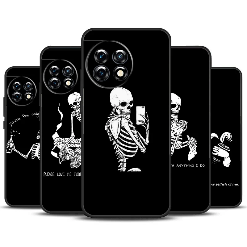 Funda de calavera de esqueleto estético para OnePlus 12 11 9 10 Pro 9RT 10T 10R 12R OnePlus Nord CE 2 3 Lite 2T N10 N20