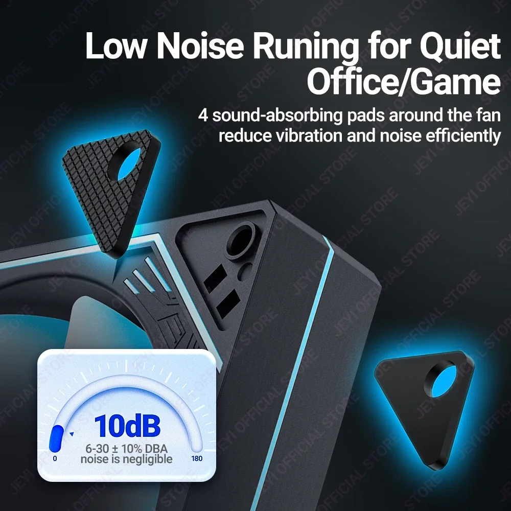 JEYI RGB ventiladores de refrigeración 120mm caja de la computadora Kit de ventilador de alto rendimiento ventilador de PC de 6 pines enfriador radiador silencioso con controlador ARGB - imagen 4