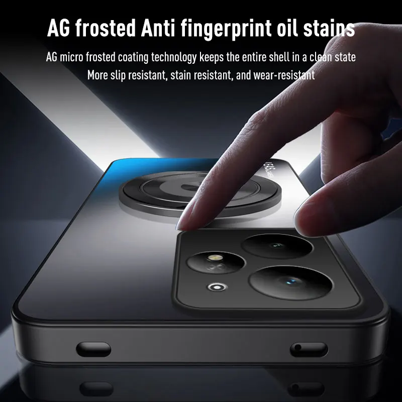 Funda con soporte magnético para Realme Neo7 Turbo, nueva sensación de piel mate, protección de lente AG, cubierta dura trasera para teléfono Realme Neo7 Turbo - imagen 3