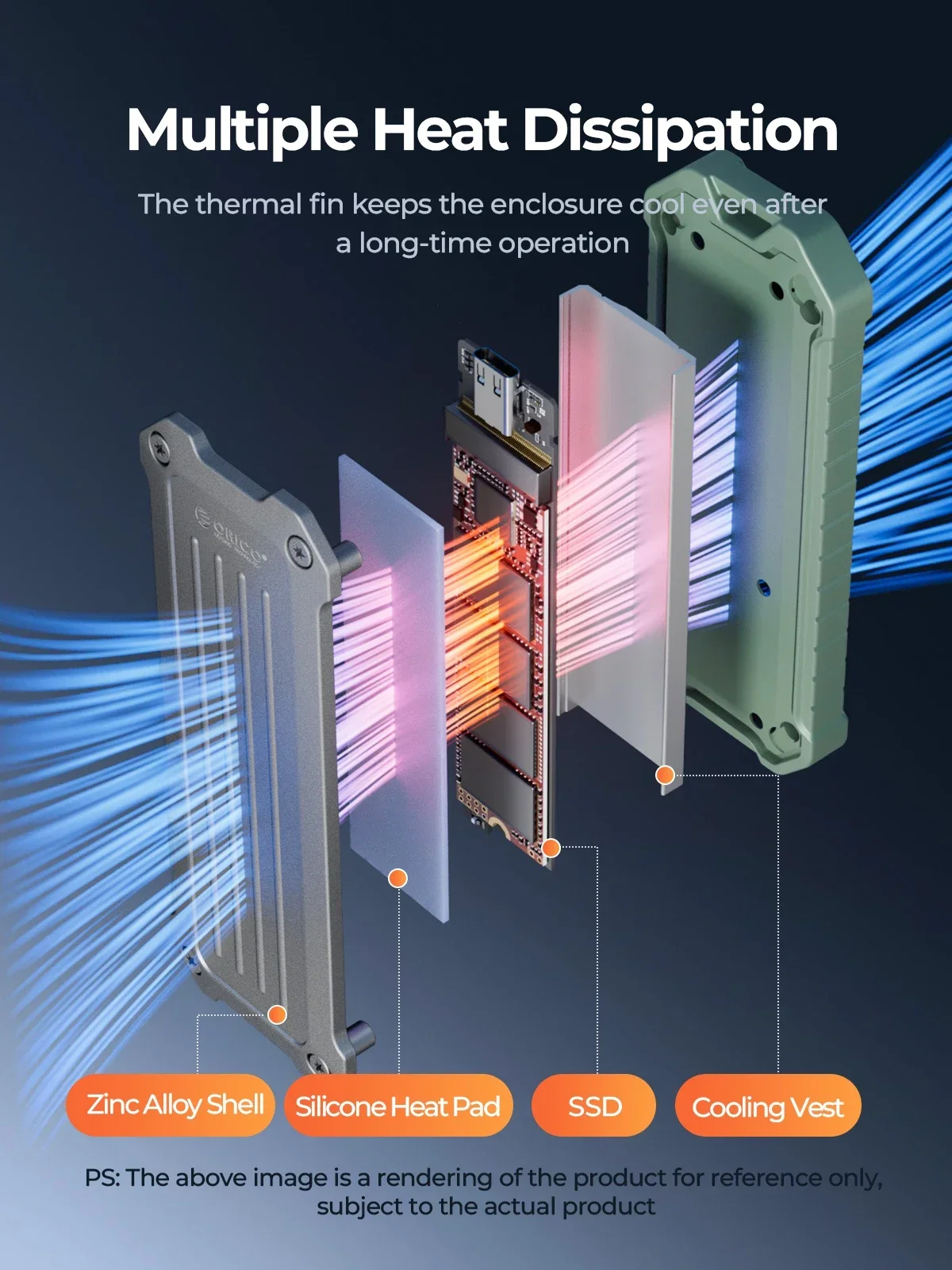 ORICO M.2 NVMe SATA carcasa de aleación de Zinc impermeable SSD externo 10Gbps portátil M.2 caja de almacenamiento de disco duro para PC portátil - imagen 5