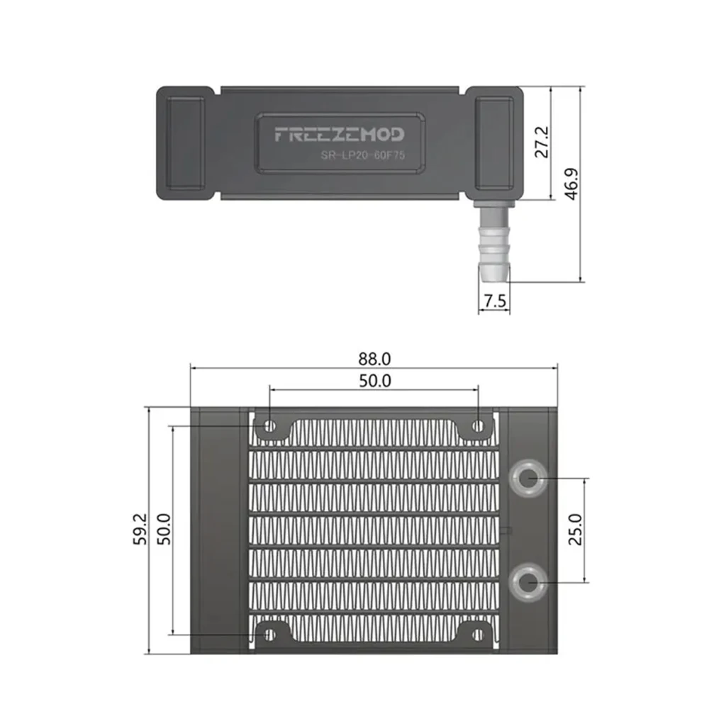 FREEZEMOD PC disipador de calor de aluminio 60mm tubo de radiador de aluminio Mini intercambiador de calor enfriador de agua refrigeración líquida SR-LP20-60F75 - imagen 2