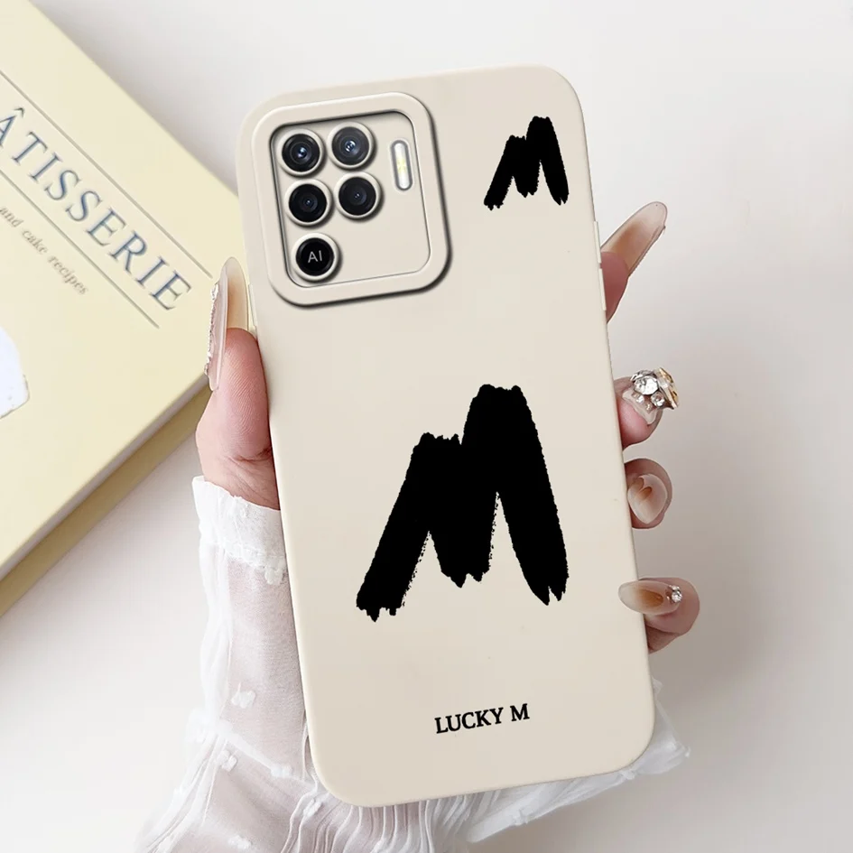 Para OPPO A94 5G Funda CPH2211 Funda a prueba de golpes letras iniciales de lujo Funda mate de silicona suave para OPPOA94 Reno 5 Lite 5F parachoques - imagen 5