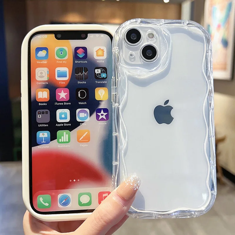 Funda cremosa ondulada bonita de lujo para Iphone 11 Fundas Iphone 14 13 Pro Max 12 XR 7 8 Plus X Xs SE 14Promax 13promax Fundas de silicona - imagen 4