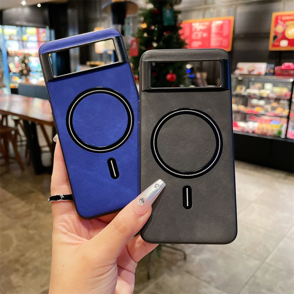 Fundas de teléfono magnéticas de piel de oveja Retro de lujo para Google Pixel 9 9pro XL 8A 8 Pro Pixel7 7A, funda de carga inalámbrica Magsafe - imagen 3