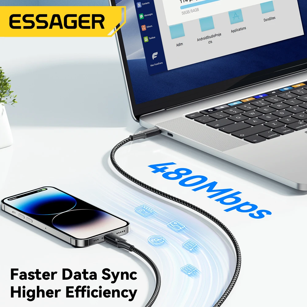 Essager Cable USB-C PD 29W - carga rápida para iPhone, iPad y MacBook - imagen 2