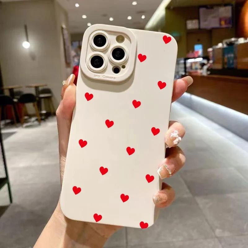 Funda para iPhone 11 Fundas para iPhone 13 Funda de teléfono con corazón de amor rojo lindo para iPhone 12 14 15 Pro Max XS XR X 7 8 Plus Funda suave