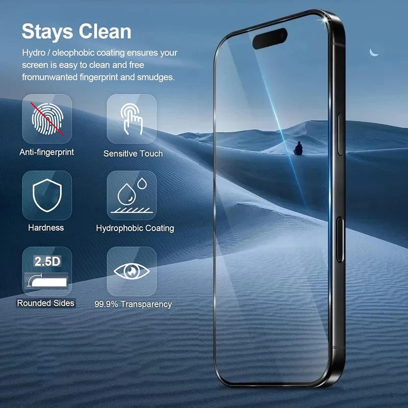 3 piezas de vidrio templado de alta definición para iPhone 16 15 14 Plus 13 12 11 Pro Max Protector de pantalla para iPhone 16 12 Pro Max Glass - imagen 2