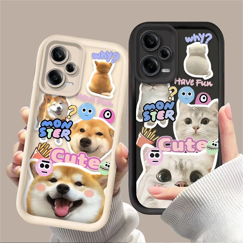Preciosa funda de teléfono con diseño de perro y gato para Xiaomi Redmi Note 14 13 12 11 Pro Plus 5G 12S 11S 10S 10 9 Redmi 14C 13C 12C 12 4G A3 A3X