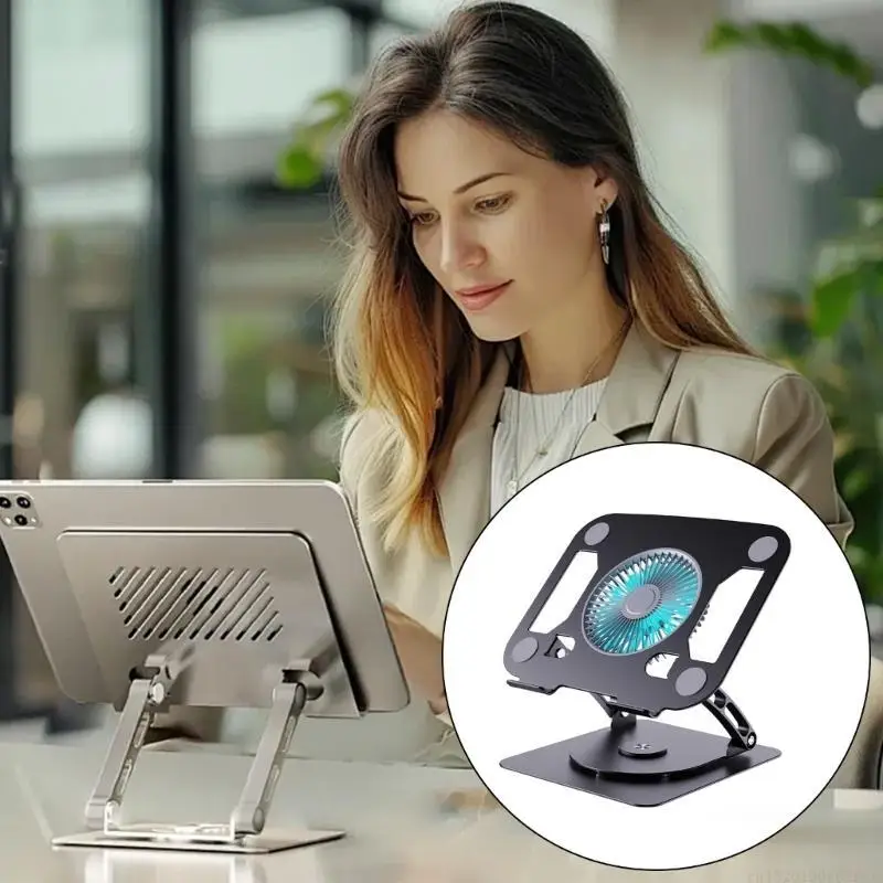 Soporte laptop D5BB con ventilador enfriamiento velocidades y luz azul para computadoras portátiles y tabletas - imagen 5