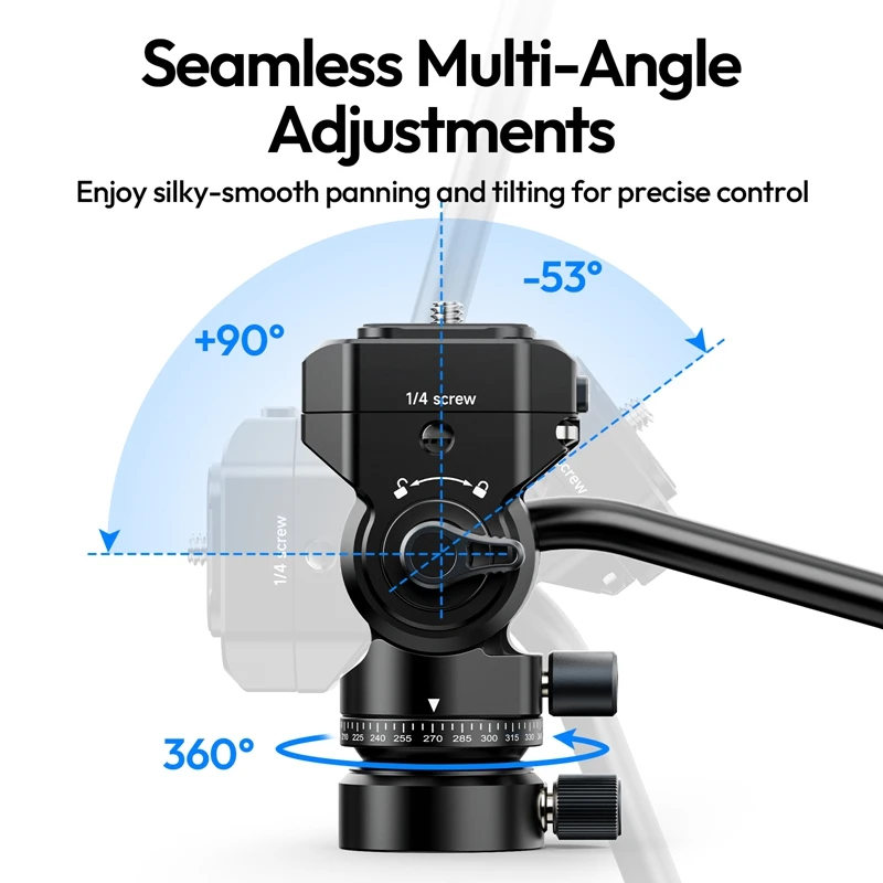 Cabezal de trípode fluido Ulanzi U190 II Uka, cabezal inclinable con placa de liberación rápida para cámara DSLR, luz de relleno con carga de rosca de 1/4 ", 4KG - imagen 4