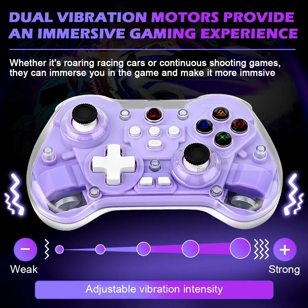 Controlador de juego inalámbrico transparente Z01X BT Sensor de movimiento de 6 ejes Turbo programable Hall Joystick para Switch/PC/iOS/Mac/Android - imagen 4