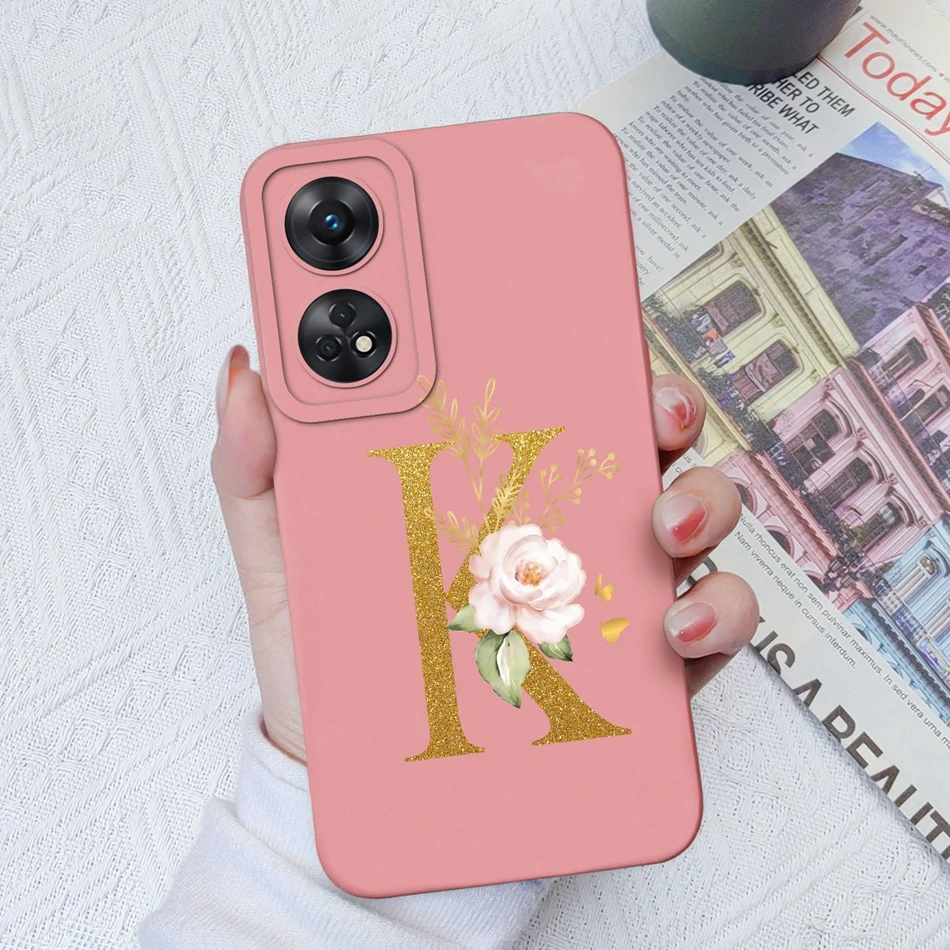 Funda de teléfono para Oppo Reno 8T 8Z, personalizada, 26 letras, silicona líquida, antideslizante, negra, Funda para OPPO Reno8T 8 Z Lite - imagen 5