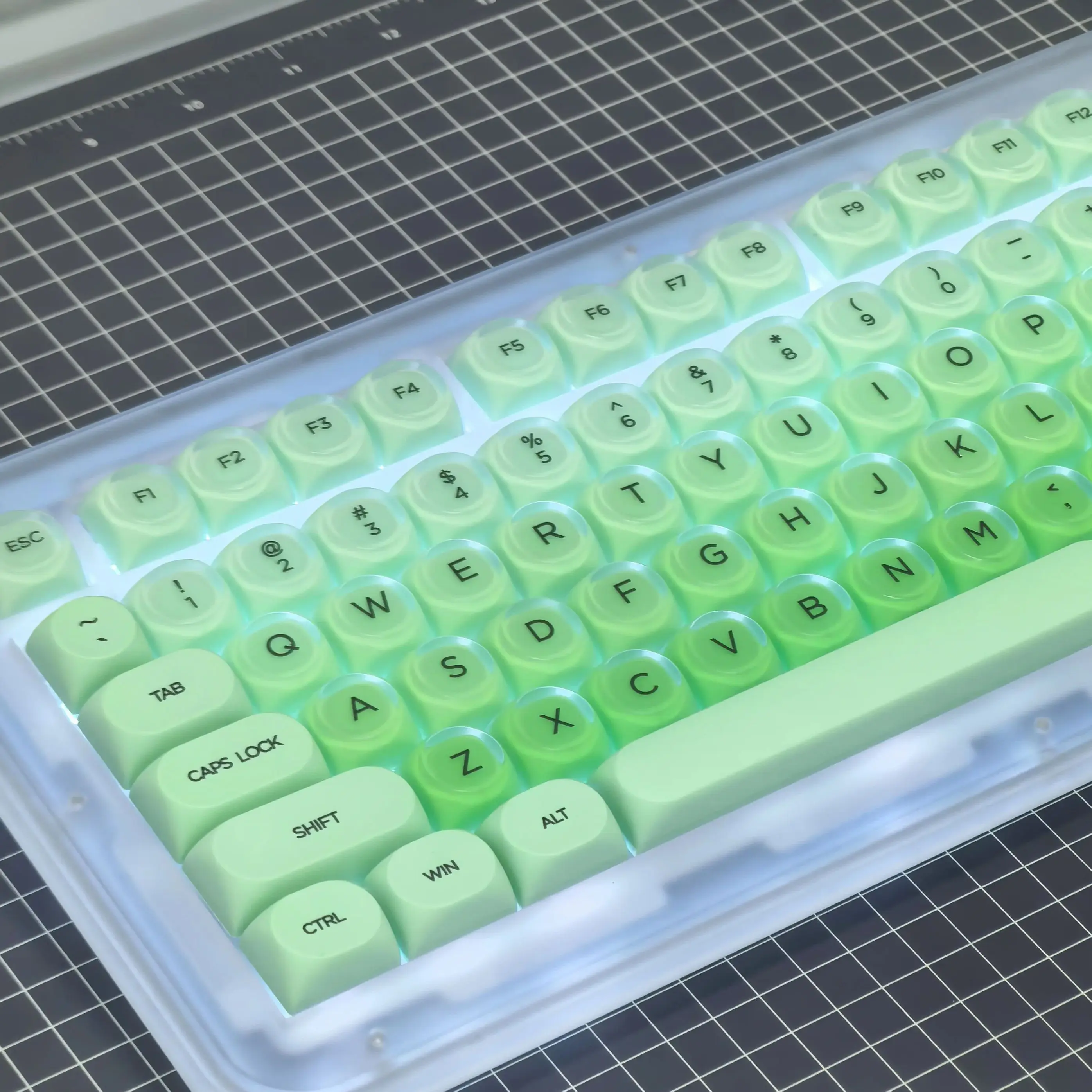 Teclas de limón verde 2025 nuevo verano pequeño estilo refrescante Pc Pbt Moa gradiente verde limón teclas personalizadas para Aula F75/F99 - imagen 4