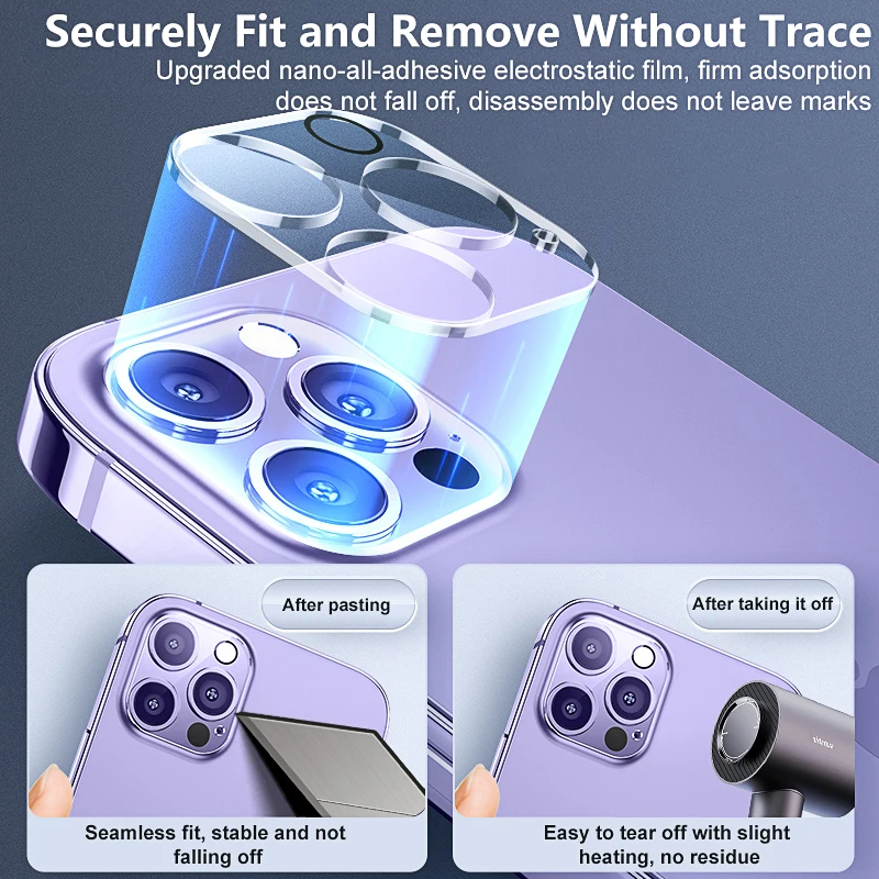 Vidrio Protector de lente de cámara 9D HD para For iPhone 15 14 13 12 11 Pro Max Mini 15 Plus, película protectora de vidrio templado, 3 piezas - imagen 5