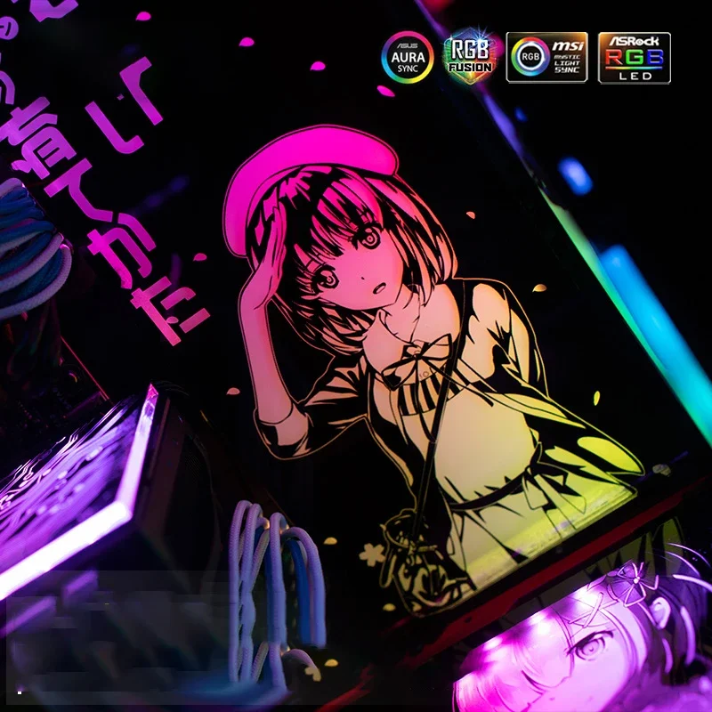 Placa trasera GPU, tablero de luz del chasis, decoración de la caja, panel MOD personalizado, 5V ARGB/ 12V RGB/Molex, colorido, MOBO AURA SYNC - imagen 2