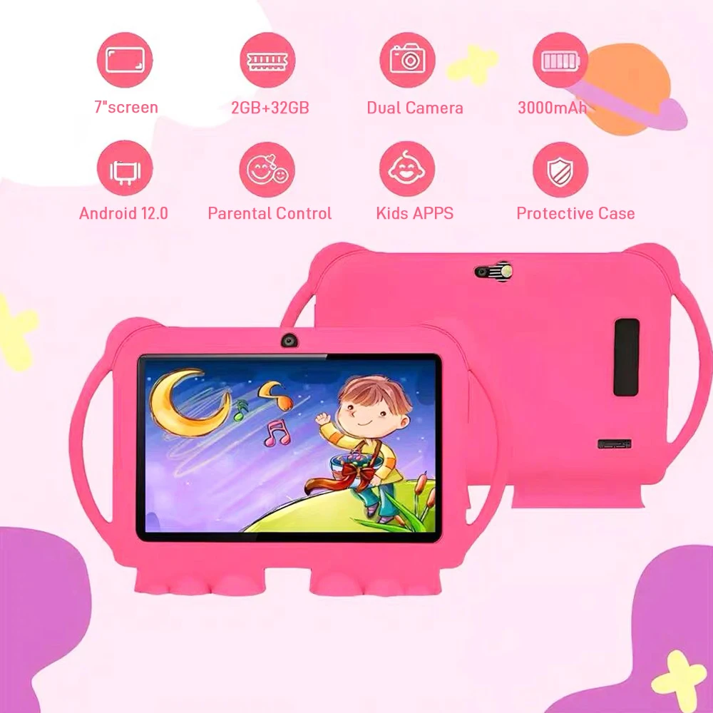 Tableta para niños 2 + 32GB ROM funda a prueba de niños 5G WiFi Google aprendizaje educación juguete tableta Android 12 3000mAh cámara Dual - imagen 2