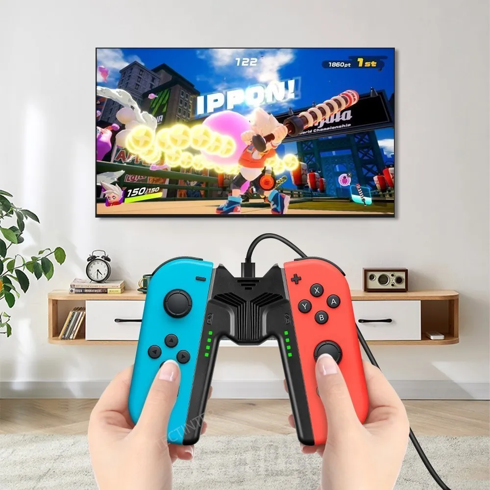 Empuñadura de cargador para Nintendo Switch/controlador Joypad oled, soporte de carga tipo C con indicador LED para accesorios de interruptor - imagen 2