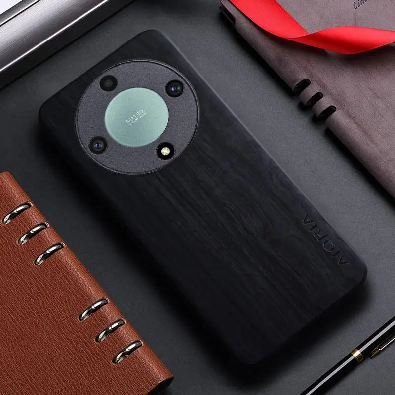 Funda trasera de cuero con patrón de madera de bambú para Honor, X9A, X9B, X8, X8A, X8B, X7A, X7B, X6, X6A, X6B, 5G - imagen 3