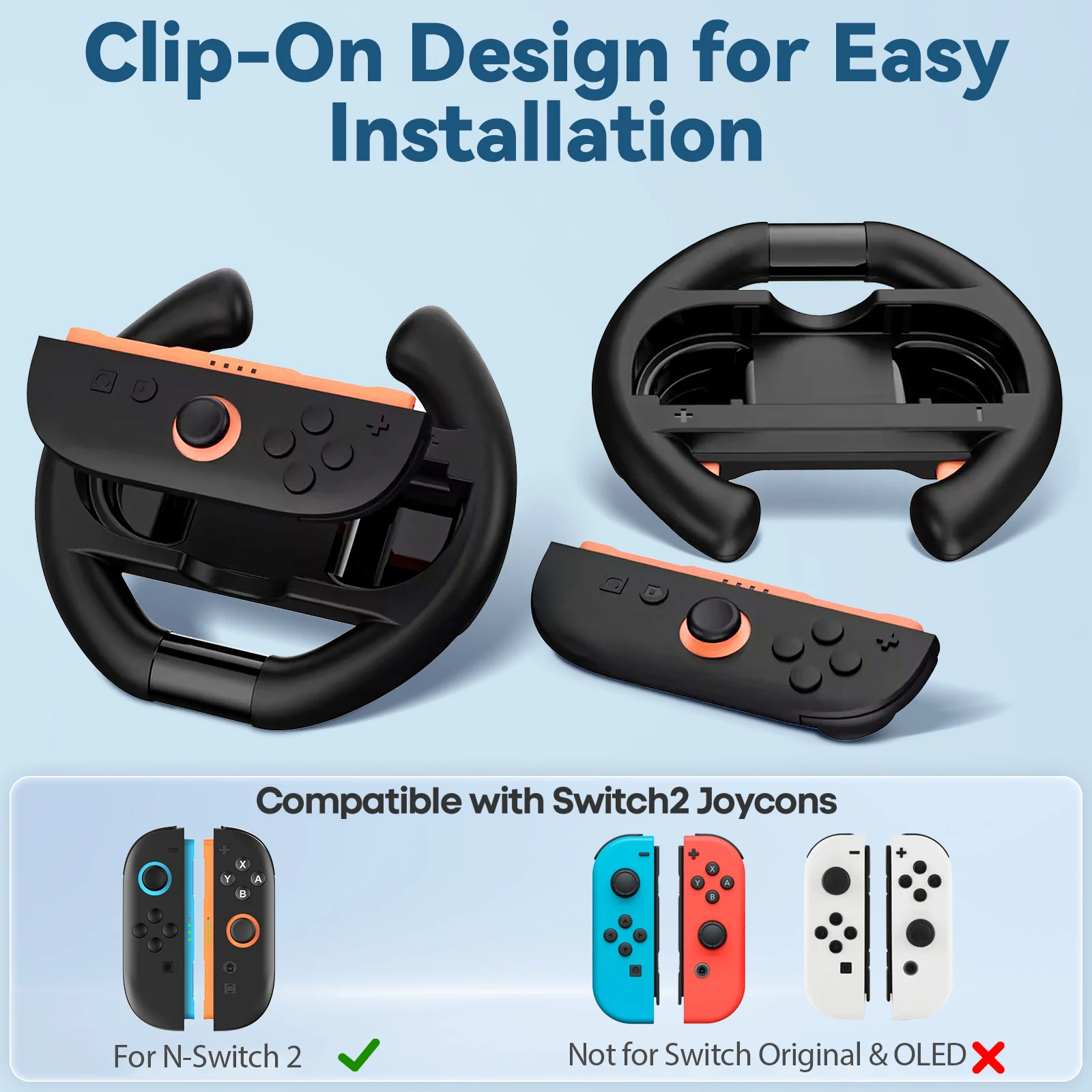Para Switch 2 mango izquierdo y derecho soporte de volante accesorios universales de rueda para Switch 2 controlador Joy-PAD negro - imagen 4