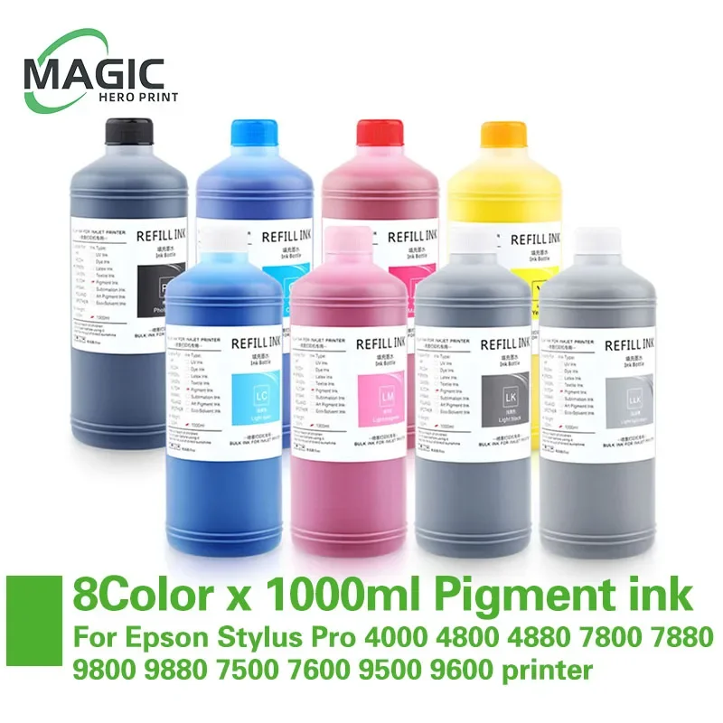 Tinta de pigmento para impresora Epson Stylus Pro, 8 colores, 1000ml, 4000, 4800, 4880, 7800, 7880, 9800, 9880, 7500, 7600, 9500, 9600, novedad