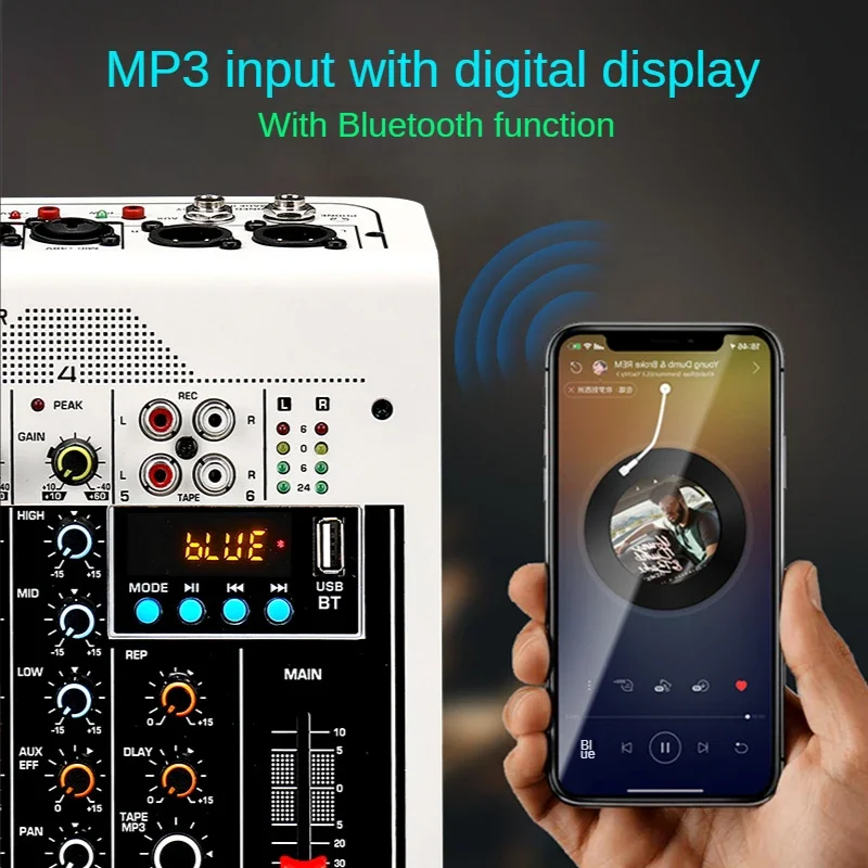 Mini mezclador puesta en escena de carretera boda USBMP3 Bluetooth MX400MIN mezclador de audio tarjeta de sonido profesional para estudio, sonido de canto - imagen 2