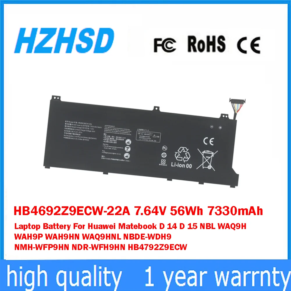 HB4692Z9ECW-22A 7,64 V 56Wh 7330mAh batería del ordenador portátil para Huawei Matebook D 14 D 15 WAQ9H WAH9P WAH9HN WAQ9HNL NBDE-WDH9 NMH-WFP9HN